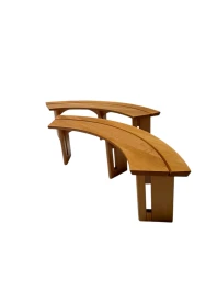 Pair of Curved Benches S38A by Pierre Chapo for Ebenisterie Seltz France, 1970s